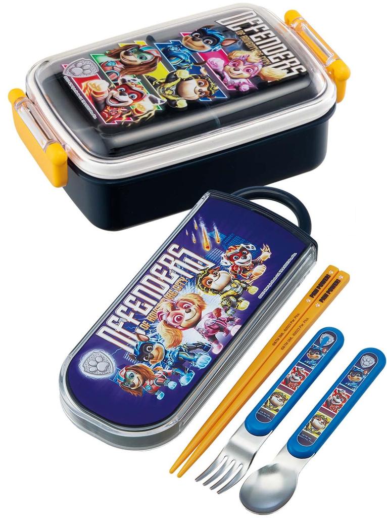 Skater Lunch Box Trio Set Chopsticks Spoon Fork Paw Patrol Movie for Children Antibacterial Treatment Easy To Open Slide Type Made In Japan TACC2AG-A