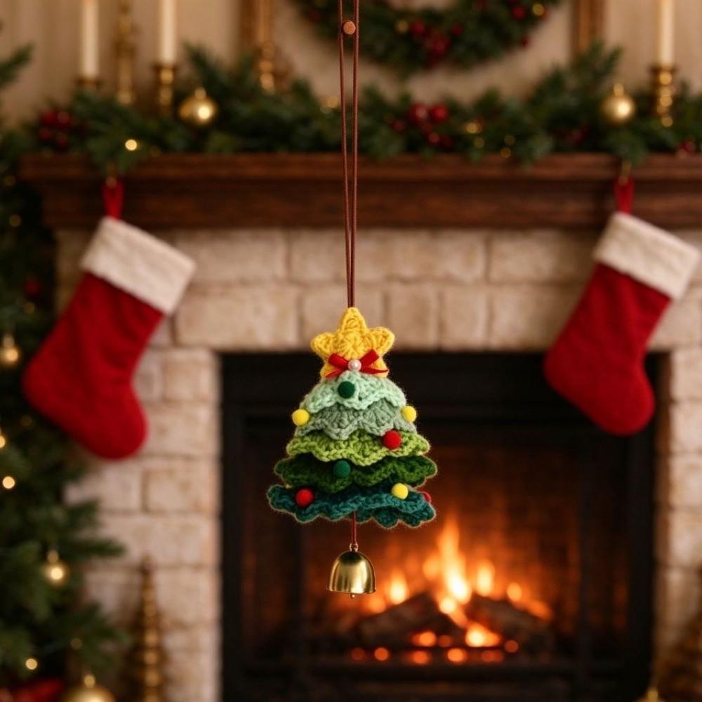 Wool Yarn Crochet Christmas Tree Plush Christmas Hanging Ornament Festive Decoration