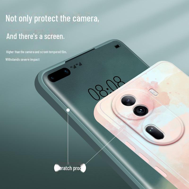 Liquid silicone anti-fall case for OPPO Reno 11 Pro/10/9/8/7/6 mobile phones.
