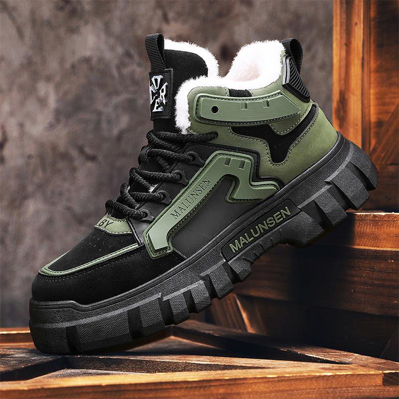 Fashion Casual Winter Outdoor Warm Retro Board Shoes Men's Trendy Versatile Thick Bottom Lace Wear Resistant Ankle Boots Botas Mujer
