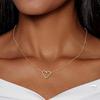 European Heart-Shaped Stainless Steel Necklace with Gold Vacuum Plating - Non-Fading, Simple, and Versatile.
