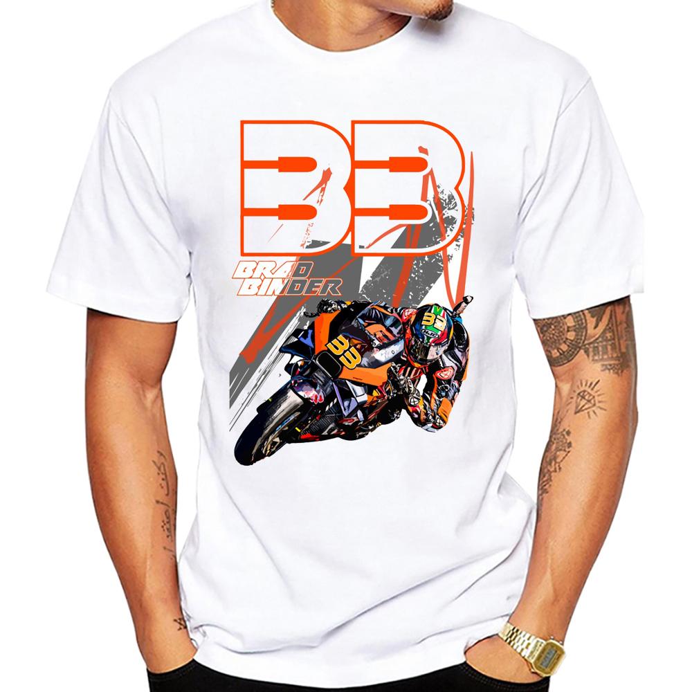 Brad Binder 33 GP Fahrer T-Shirt Neu Sommer Herren Kurzarm Moto Sport Junge Lässige T-Shirts Herren Motorradfahren Liebhaber Weiß Tops
