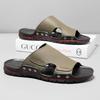 Fashion Non-slip Men's Half Drag Leisure Walk Flats Mens Slip On Shoes 2025 New Casual Leather Slippers Summer Antiskid Beach Sandals
