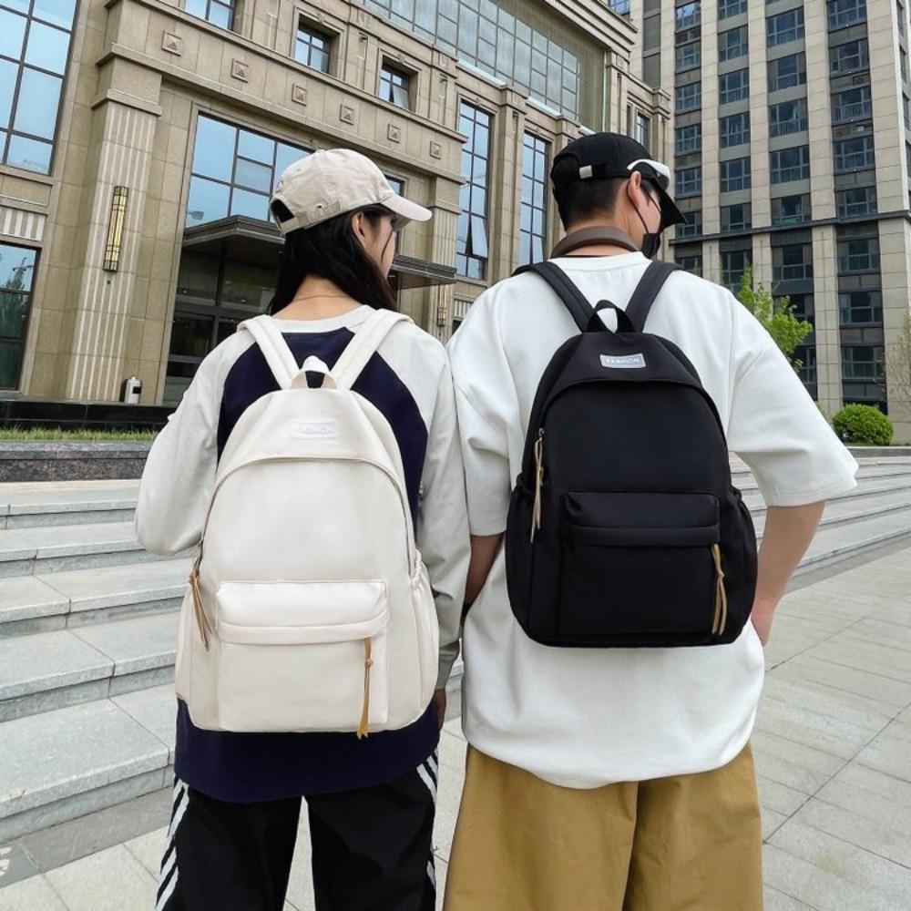 School bag backpack solid color versatile primary and secondary school student bag can be printed college style women's backpack