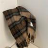Tassel Mint Chocolate Color Plaid Scarf Plush Cape Wraps Elegant Long Shawl  Girl