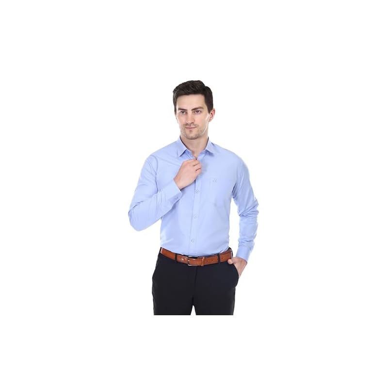 Xjarvis Clifton Men' Regular Fit Cotton Blend Plain Shirt Full Sleeves Casual & Formal Summer Shirt With Pocket Design