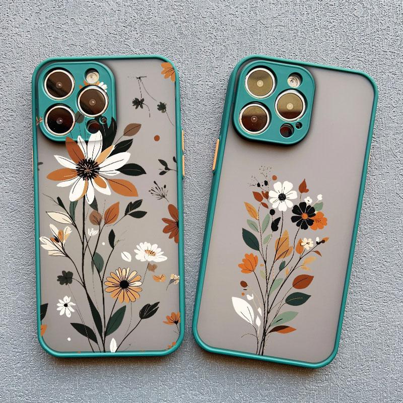 Winter Branches Leaves Flowers Phone Case For iPhone 16 15 14 Plus Pro Max 13 12 Mini 11 Pro Max X XS XR Shockproof Bumper Cover