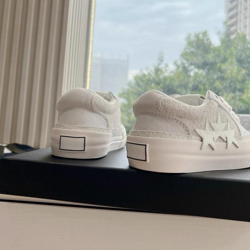 Autumn New Release Leather Fashion Sneakers - Star White Laces, Same Design for Men and Women, Low-Top Sports Shoes