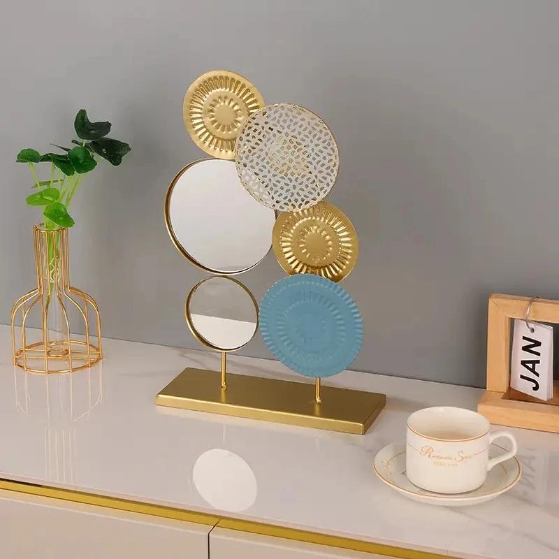 Mirror Wall Art Modern Wall Sculpture Art Home Decoration Multifunctional Round Metal Wall Art Decor Flexible Minimalist Mirror