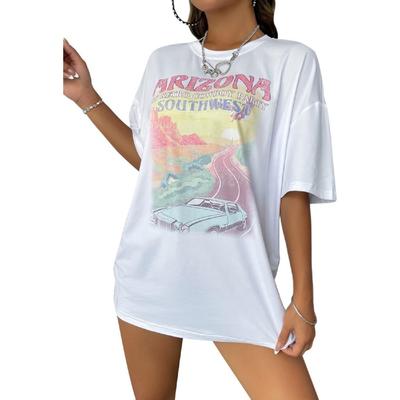SOLY HUX Women's Graphic Tees Cute Print Short Sleeve Tee Preppy Clothes Casual Vintage Summer Oversized T Shirt Top
