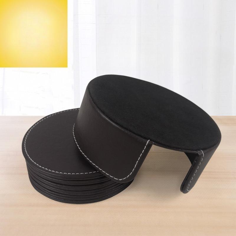 6Pcs/set Coaster Bowl Mat Placemat Teacup Mat Leather Coaster Set Thermal Insulation Creative Tea Round Square