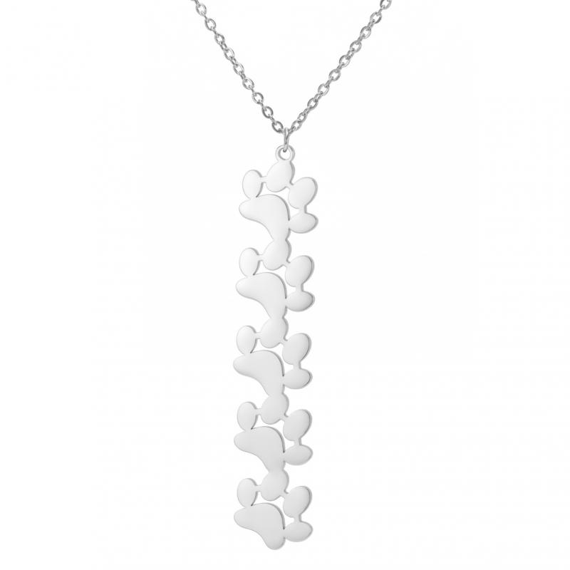 Cute Cartoon Cat Paw Print Pendant Necklace Layered Animal Footprint Chain Stainless Steel Adjustable Unisex Dainty Jewelry