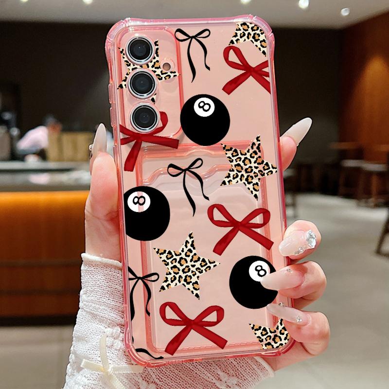 Bow Pattern Phone Case For Samsung Galaxy S26 S24 S23 Ultra S22 Plus S25 Edge S25 FE Shockproof Clear Card Bag Wallet Soft Cover