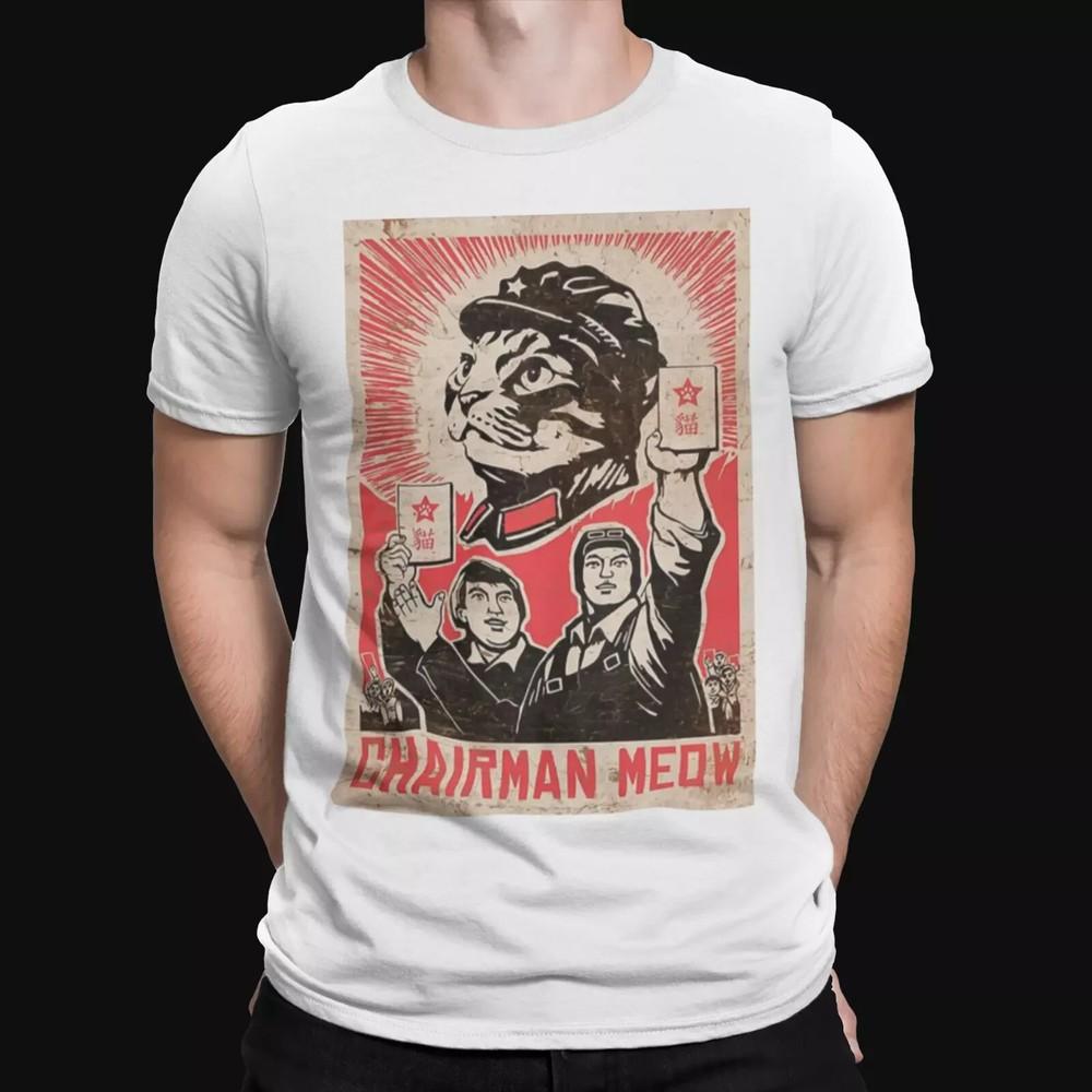 Chairman Meow T-Shirt Communism Propaganda Socialist Communist Joke Cat Unisex T-Shirt XXXL