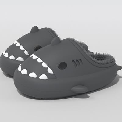 Fashion Comwarm Winter Men Shark Slippers Fluffy Men Cartoon Slippers Plush Men Shark Cotton Shoes Outdoor Waterproof Fuzzy Men Slippers