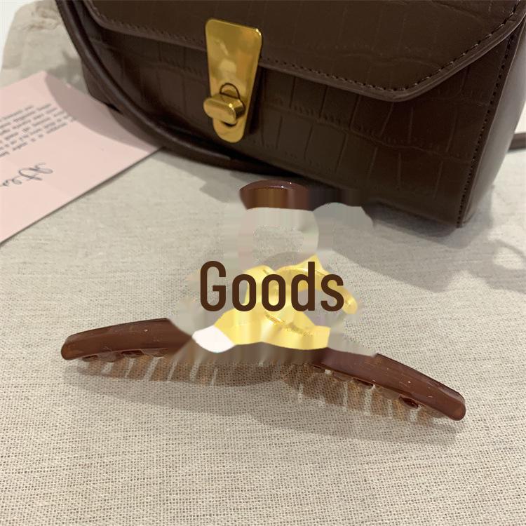 Elegant High-End Bronze Double 'C' Hairpin: Large Summer Shark Clip