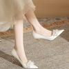 Sweet Leisure Women Pumps Sexy Slip On Thin High Heels Pointed Toe Party Wedding Women Shoes Solid Flower Crystal Summer Shoes
