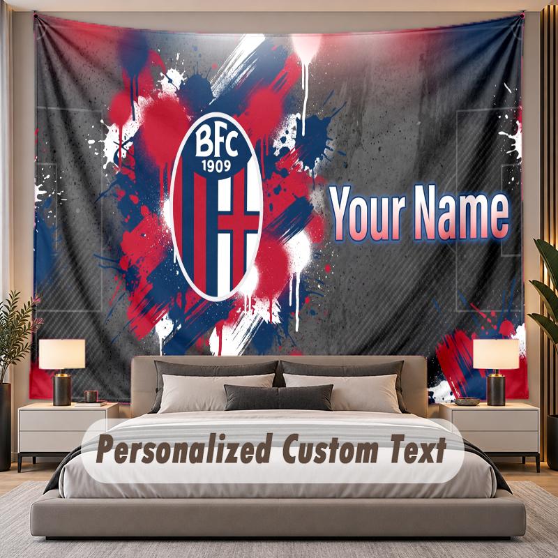 Custom Name Text Tapestry Bologna FC Personalized Polyester Wall Tapestry For Bedroom And Room