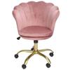 Velvet Chair Petal Shape Height Adjustable Rotating Work Chair with Wheels for Home Office Pink
