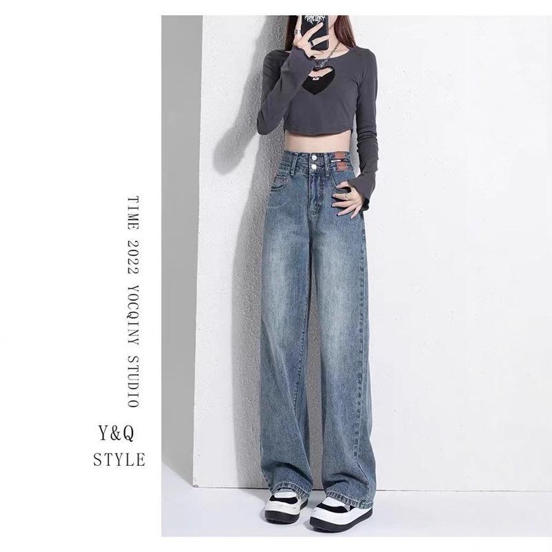 

Women s High-Waisted Wide-Leg Jeans, Versatile Slimming Style for Spring & Autumn 2025 Medium