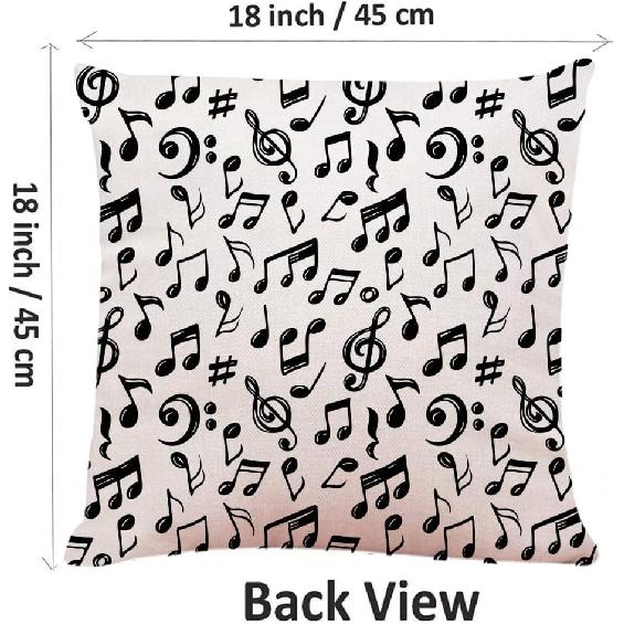 Decorative Square Throw Pillow Covers Music Musical Note Treble Clef Couch Sofa Bed Pillow Covers Cushion Cases 18x18 Inch
