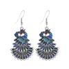 Retro Peacock Open Screen Enamel Earrings Women's Fringed Long Multi-layer Earrings Temperament Versatile Tibetan Silver Earrings