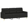 Vidaxl 3-Seater Sofa With Cushions, Black, 180 Cm, Fabric