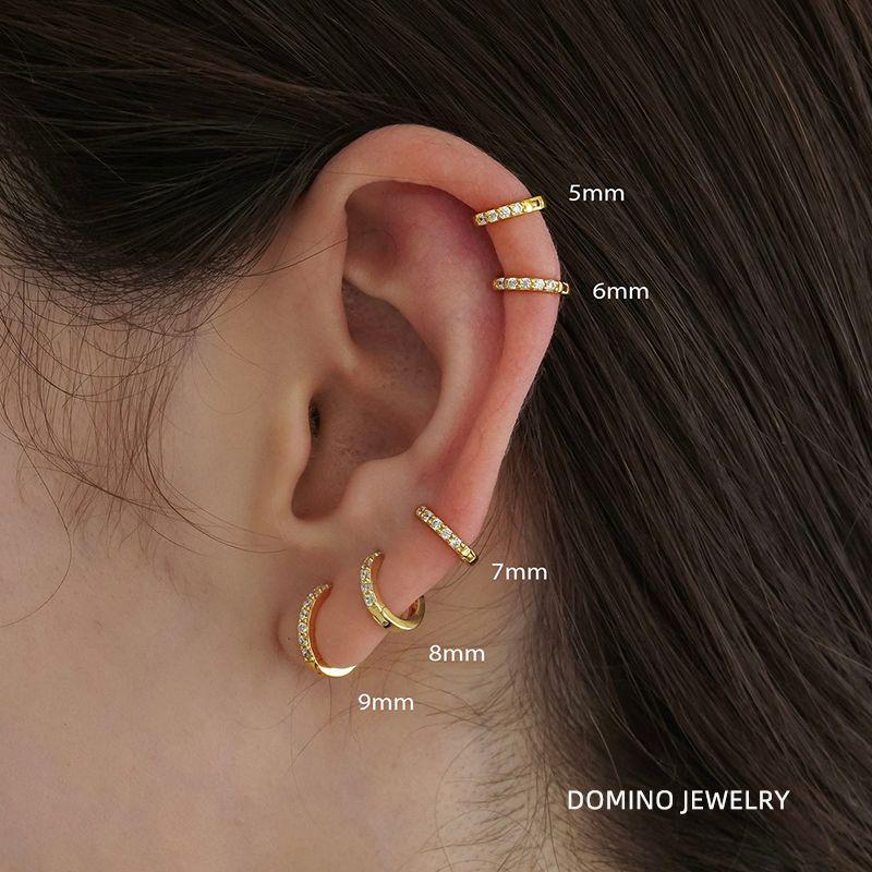 

S925 Sterling Silver Fashion Pick Earrings Diamond in the Debris Gold [5Mm/Pair]