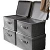 Large Foldable Storage Box In Modern Grey with Lid and Handles