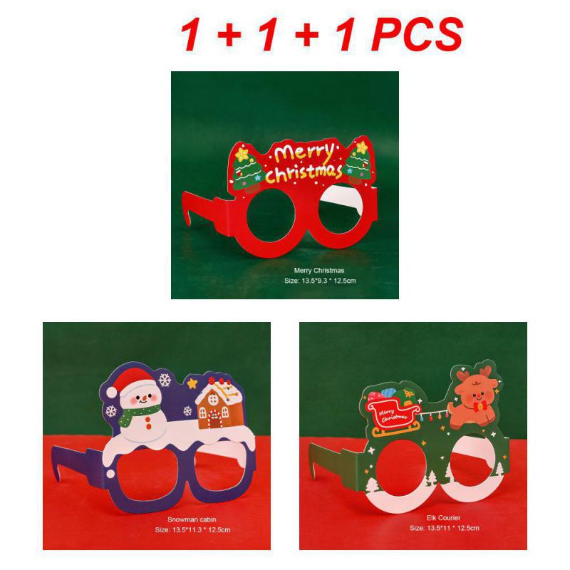 6-1PCS Christmas Cartoon Decorative Glasses Children Christmas Cute Small Gifts New Year Prom Party Decor Paper Glasses Frame