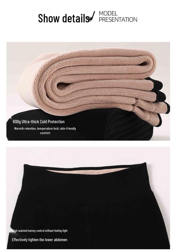 Women's Thick Fleece-Lined Wool-Blend Pants, Ideal for Winter Outdoor Wear, Extra-Warm and Cozy.