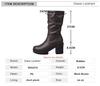 Fashion Fashion Classic Lady Winter Mid Calf Solid Boots Brand High Heel Boots Women Block Heel Platform Round Toe Shoes Woman Black