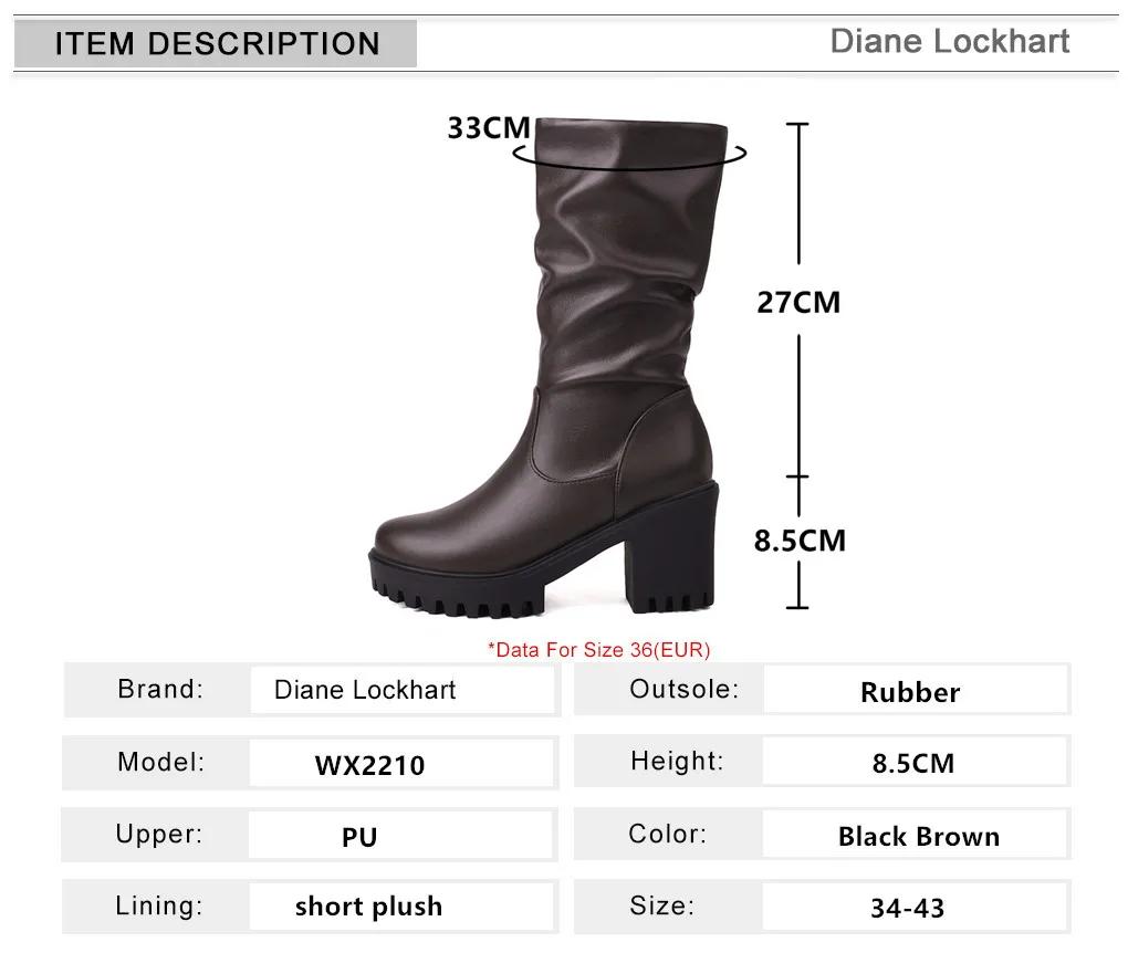 Fashion Fashion Classic Lady Winter Mid Calf Solid Boots Brand High Heel Boots Women Block Heel Platform Round Toe Shoes Woman Black