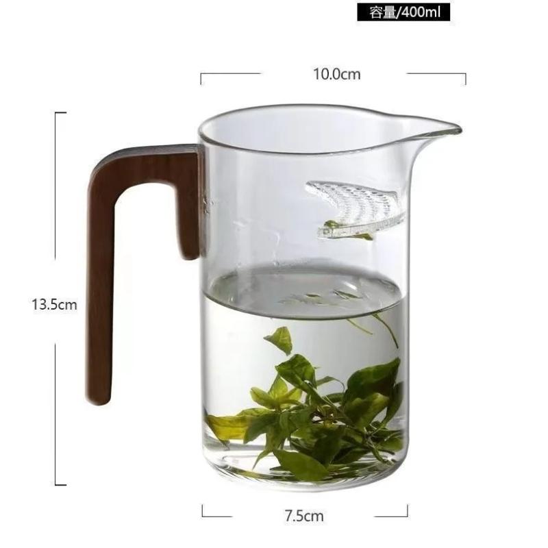 High Borosilicate Glass Side Wood Crescent Filter One Fair Cup Transparent Glass Tea Sea Tea Dispenser Kung Fu Pour Tea