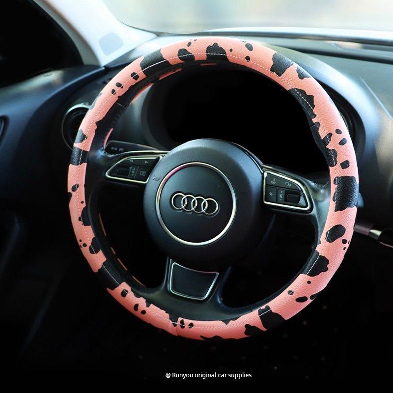

Leopard Print Stylish Car Steering Wheel Cover Universal Handle Cover Artificial Leather Non Slip A3l Civic Hatchbackmini Azalea Pollen