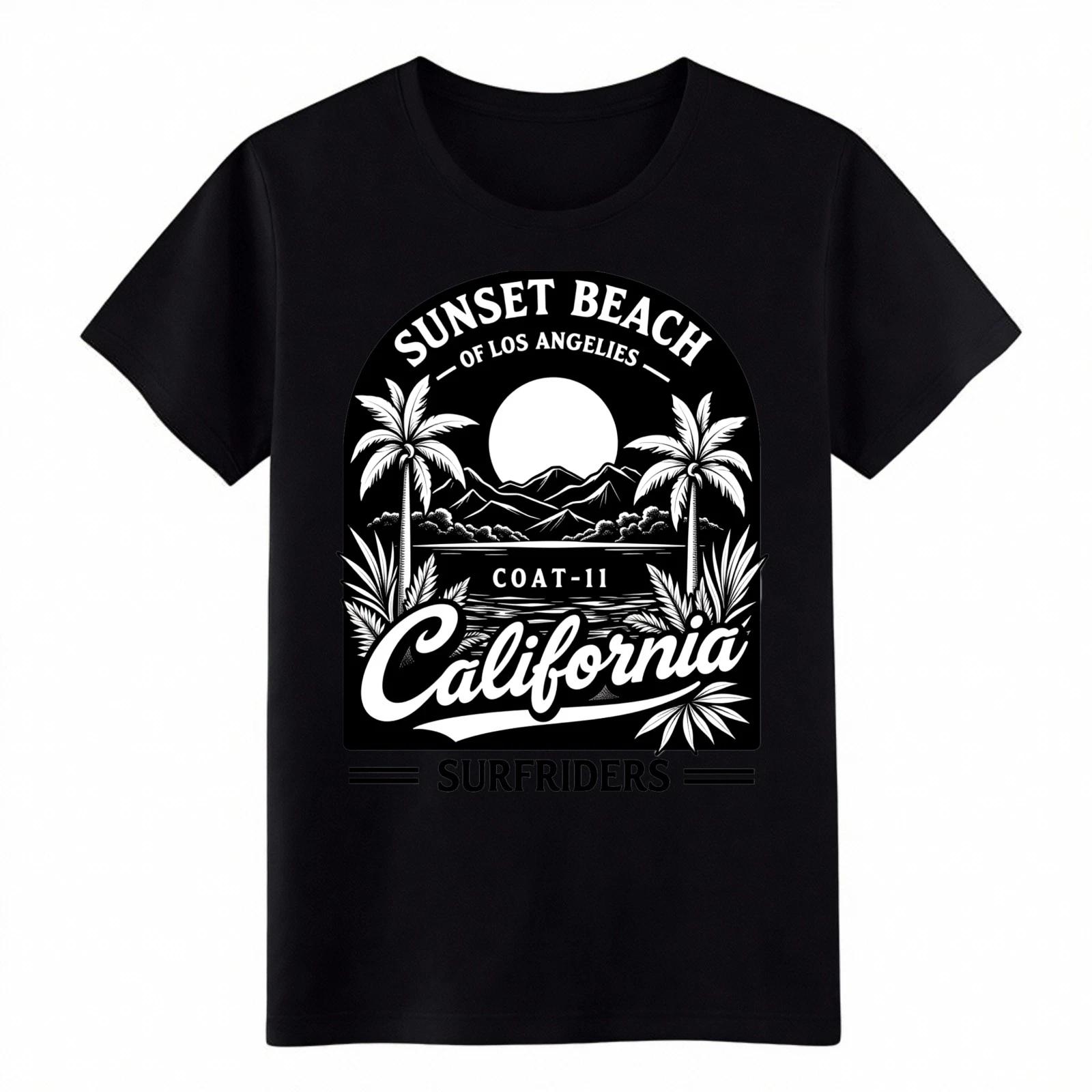 California Sunset Beach Surfriders Vintage T-Shirt Los Angeles Palm Tree Tee 3XL