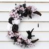 Black Roses Artificial Flowers Moon Shaped Garland Cat Door Wreaths Halloween Decoration Simulation Plants Flower Wall Hangings