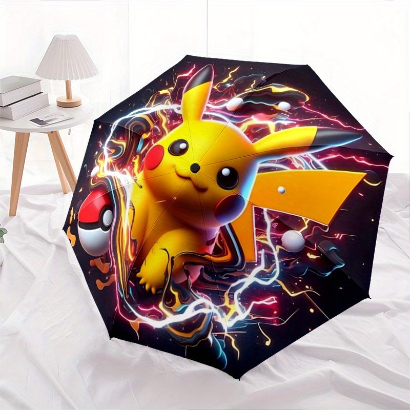 1pc Pikachu Automatic 3-Fold Umbrella Design, Cute Cartoon Pattern, Portable Outdoor Umbrella, Perfect, Holiday Gift for Disney fans.D063