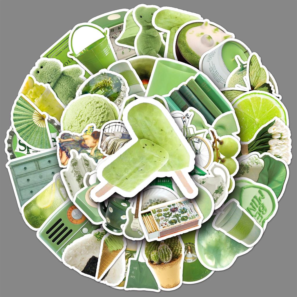 50 Green Ins Style Graffiti Stickers Small Fresh Stickers DIY Mobile Phone Case Suitcase Stickers Waterproof