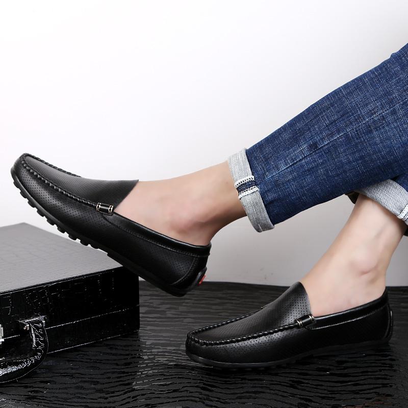 Fashion Formal Mens Loafers Genuine Leather Men Driving Shoes Brand New Men Flats Moccasins Italian Breathable Slip on Male Boat Shoes