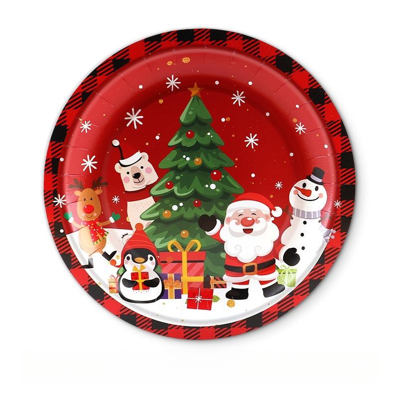10/20/50pcs Christmas Disposable Plates Tableware Decorations Dessert Dish Christmas Car Snack Paper Plates Party Supplies Kids