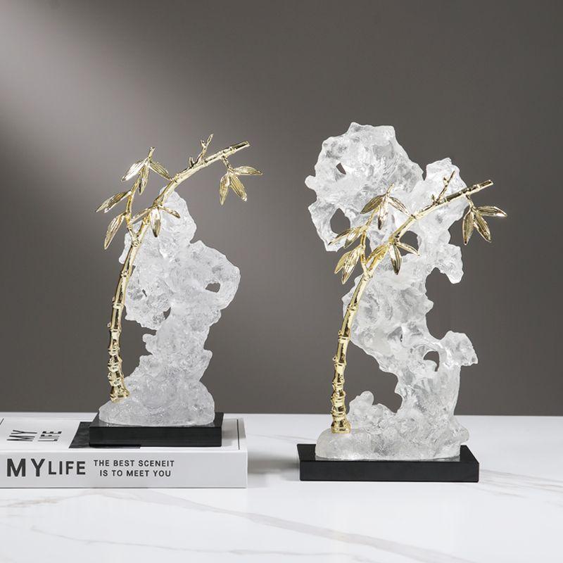 Luxury Black Crystal Base Resin Taihu Lake Stone Figurines Store Office Desk Furnishing Crafts Home room Table Sculpture Decor