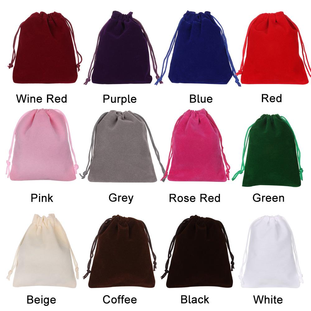 1PC New 12Colors Small Velvet Drawstring Pouch Bag Durble Christmas/Wedding Gift Bags Beauty Dice Storage Portable10x12cm