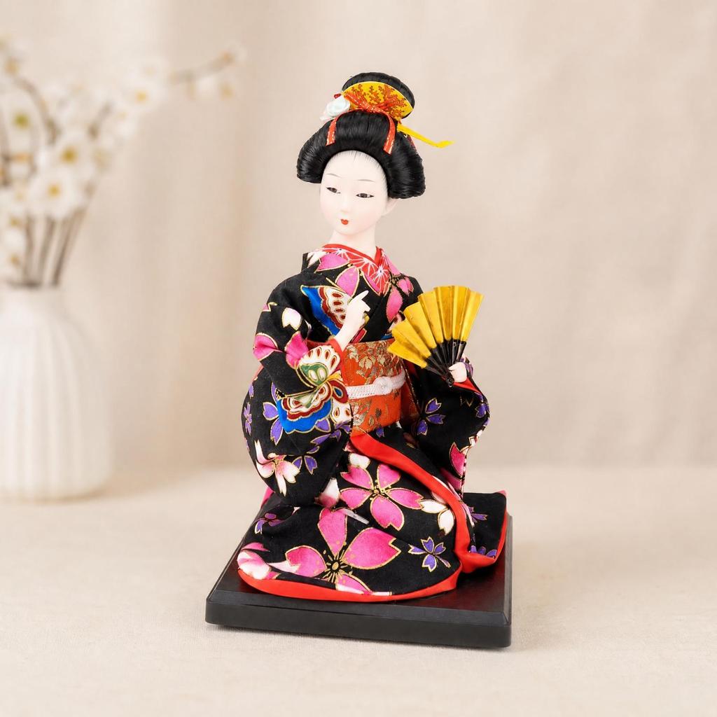 Handmade Geisha Doll with Display Base Decorative Ornament Traditional