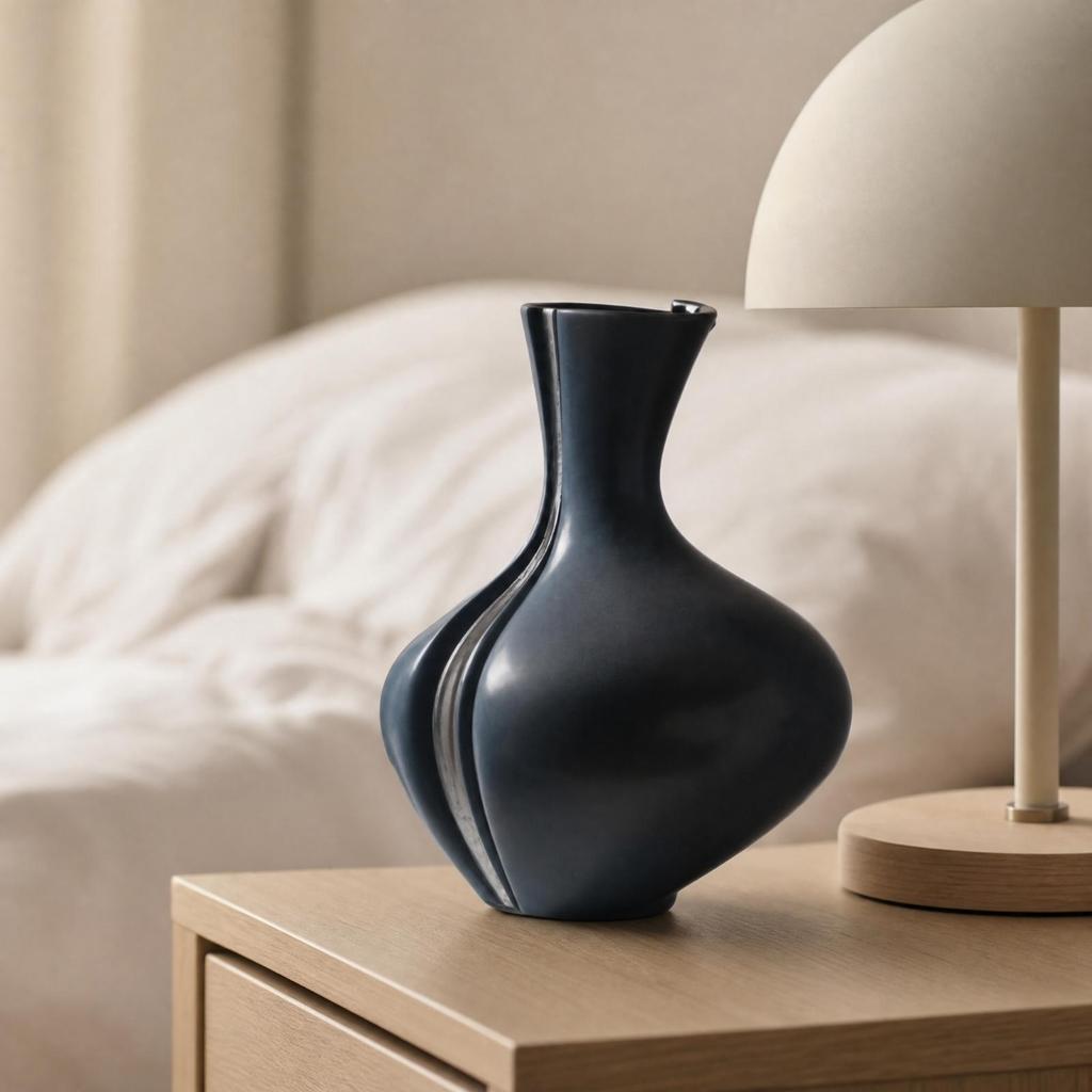 Modern Ceramic Vase with Silver Accent Versatile for Tabletop