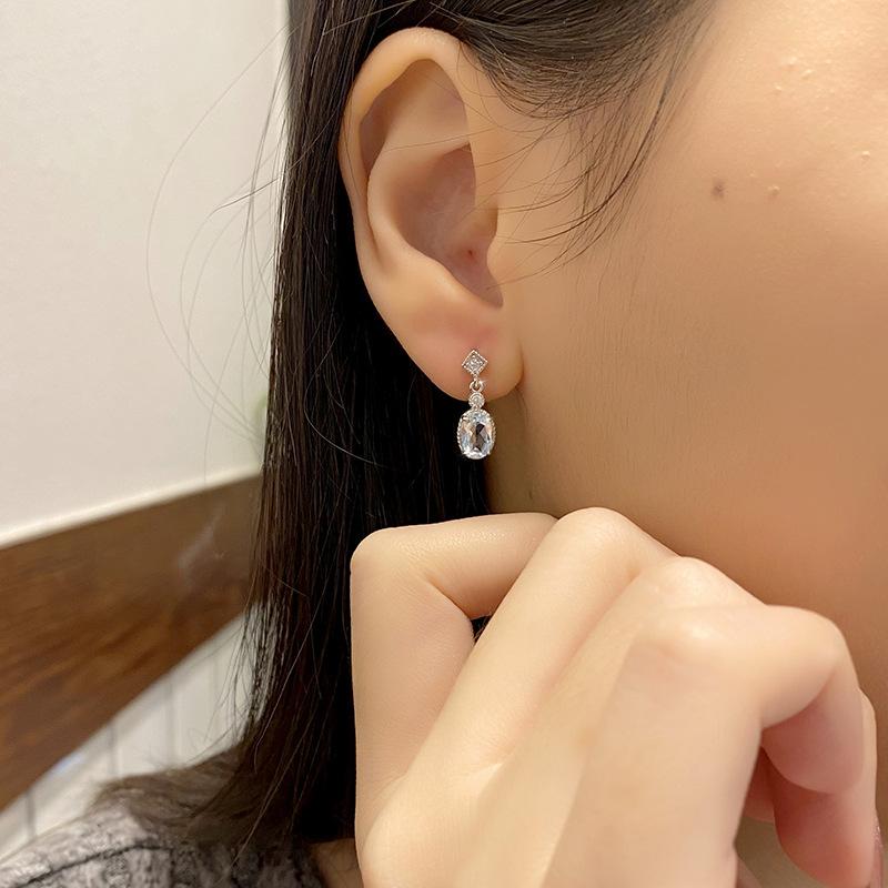 Natural crystal stone earrings premium garnet topaz s925 sterling silver stud earrings women