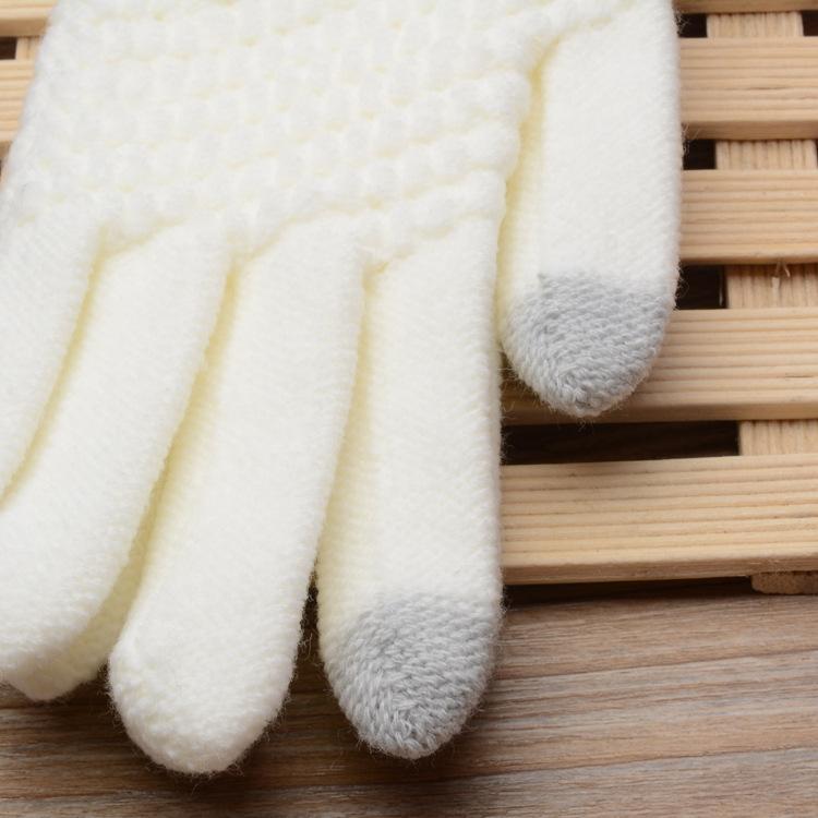 Touch Screen Gloves for Winter Couples with Thick Woolen Yarn Anti Slip Riding Finger Insulation Knitted Warm Gloves