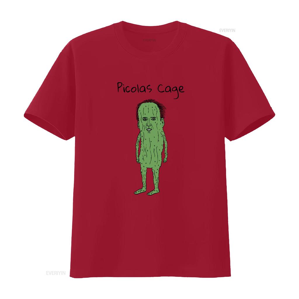 Picolas Cage T Shirt Awkward Celebrity Humor Nicolas Pickle Lover Silly for  vintage Washed Top For Everyday Wear Stretched