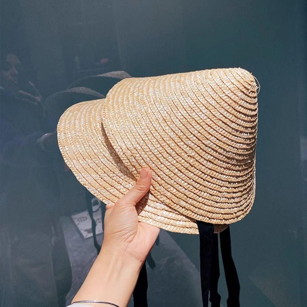 Korean Kids Sun Hat Big Brim Straw Visor Cap for Children Girls Straw Hat  Seaside Vacation