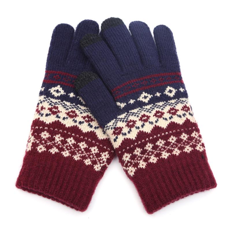 Winter Warm Gloves Finger Gloves Jacquard Touch Screen Gloves Cycling Outdoor Gloves